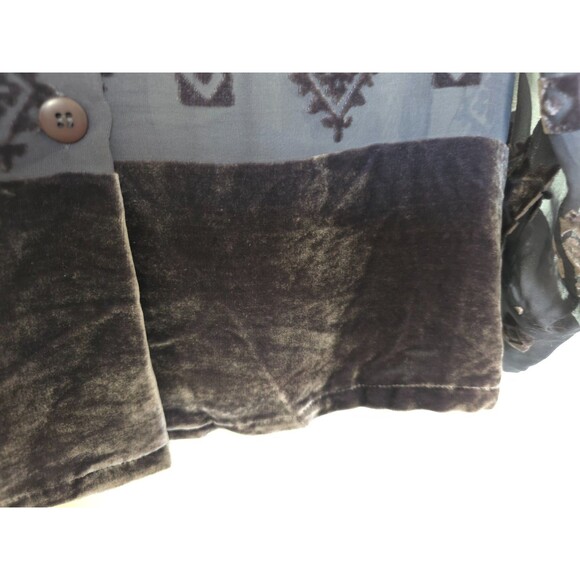 Jessica Holbrook Burnout Velvet Sheer Button Down Blouse, Rayon/Silk Small, BOHO - Picture 4 of 8